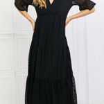 Black Tiered Maxi Sundress with Bell Sleeves Size 1X Photo 0