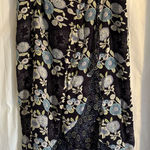 Requirements  Floral Midi Skirt Sz 16 Black Swing‎ Lined Cottagecore Boho Stretch Photo 0
