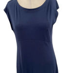 Eileen Fisher Viscose Jersey Knit Dress Navy Blue Cap Sleeve Size Small Photo 2