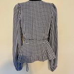 Ganni  Gingham Wrap Top Womens Size 36 Small 4 Long Sleeve Blouse Photo 1