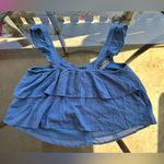 American Eagle  Tiered Ruffle Sleeveless Buttoned Top in Blue Size Medium NWT Photo 7