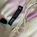 ZARA  WOMENS TIE DYE WATERCOLOR SATIN COWL NECK MINI SLIP DRESS XL PINK YELLOW Photo 6