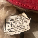 UGG  Women’s Size 8 Red Suede Dakota Moccasin Slippers Flawed Photo 8