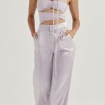 House Of CB London Alivia Satin Wide Leg Trousers Grey Womens Size XS Photo 3