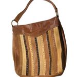 Fossil  leather studded riveted western boho shoulder bag suede neutral Photo 1