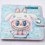 Labubu Bunny Character Snap Wallet – Kawaii Cartoon Bifold Wallet – Blue Photo 0
