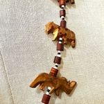 Vintage Hand Carved Wood African animal Safari Necklace Wood and Black and White Brown Photo 6