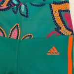 Adidas /Farm Rio Collab Green and Orange Leggings with Patterned Waistband Photo 2