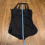 Lands' End  Womens Solid Black Halter One Piece Skirted Swim Suit Size 16P Petite Photo 6