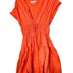 Derek Lam COLLECTIVE Orange Smocked Hourglass Tie Waist Mini Dress Size 44 Photo 4