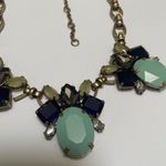 J.Crew Women’s Signed  Brass Tone / Rhinestone Costume Necklace Blue Grey ￼Green Photo 6