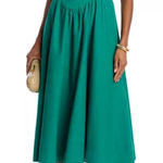 AQUA  Green Midi Dress Square Neck Sleeveless Tie‎ Front Smocked Back Photo 0