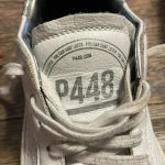 P448  White Leather Sneakers Low Top Casual Shoes Silver Trim Size‎ 36 Photo 2