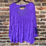 Denim 24/7 Purple Black Floral Embroidered Keyhole Open Back Sweater Women's 20W Photo 3