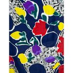 blouse abstract floral bright red blue yellow navy Size M Photo 2