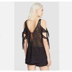 Free People Free‎ People Womens Small Top Black Geo Sands Lace Cold Shoulder Boho Crochet Photo 6