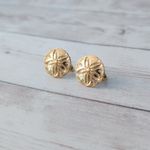 Vintage Napier Clip On Earrings Gold Tone Sand Dollar 0.75" Photo 1