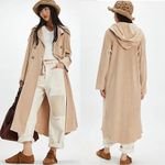 Free People  FP One Longline Waffle Knit Landon Jacket Trench Coat in Sand XL NWT Photo 3