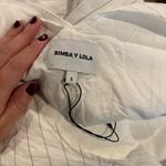 Bimba y Lola white pinstriped linen blend tie back dress Photo 4