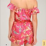 Lulus After Sunset Magenta Pink Floral Off the Shoulder Romper SMALL Photo 3