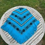 Native American Shaman Vibes Style Pachco Shawl Shrug Geometric Fish‎ One Size Blue Size undefined Photo 5
