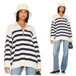 Free People  Coastal Stripe Pullover in Champagne Navy Combo Size Small Photo 11