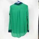 Free People  Two Tone Green Tunic Shirt longline oversized hidden button down Photo 7