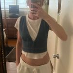 Reworked Denim Crop Top Blue Photo 4