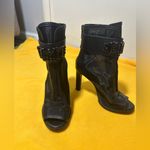 Karl Lagerfeld  Black Blayze Embellished Strap Peep Toe Shooties Women size 7.5 Photo 1