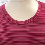 Athleta  long sleeves shirt rounded hem striped pink stretchy scooped neck Sz L Photo 9