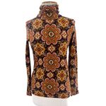 NWT CARA CARA Piper Top In Scarf Medallion C Sz XS turtleneck Orange Photo 1