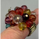 Vtg Ring Bubble Colorful Beads Floral Cluster One Size Stretch Band Photo 2