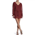 Haute Hippie XS Burgundy V-Neck Mini Dress With Tassel Boho Accents MSRP $695 Photo 4