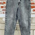 ZARA  high-waist mom fit jeans in a faded black or gray acid wash denim Photo 0