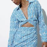ZARA Striped Cut Out Lined Blend Dress Photo 4
