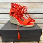 Vince Camuto VC Tannon Blood Orange Suede Lace Up Espadrille Wedge Sandals 8.5 Photo 1