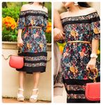 Loft Ann Taylor Floral Print Off The Shoulder Peasant Dress Size XS Photo 1