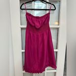 Anthropologie  Maeve Barbie Hot Pink 100% Silk Strapless Ruffle Lace Dress Size 6 Photo 13