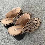 JustFab Dalmatian Print Heeled Cutout Mule Photo 3