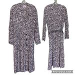 Vintage belted shirt dress paisley print Leslie Fay Monochrome Abstract Dress Black Size XL Photo 1