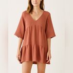 Seafolly Cotton Gauzy V-Neck Mini Dress in Rose Pink Photo 8