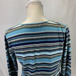 Eddie Bauer Striped V Neck Blue Olive Green Sweater Size M Photo 8