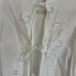 Topshop White long sleeve ruffle tie top  Photo 5