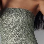 Anthropologie NWT The Fleur Strapless Sequin Satin Maxi Slip Dress Green Large Photo 4