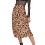 Urban Outfitters Leopard Print Midi Skirt Women's Size Large Brown Motif NWT Photo 0