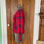 Kensie   Long Bell Sleeve Red Shoulder Ruffle Plaid Blouse Women’s Size Medium Photo 4