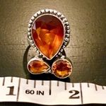 Artisan  Golden Orange Topaz Silver Ring Sz 6.25 Photo 6