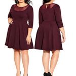 City Chic  Cute Mesh Panel Fit & Flare Dress in Ox Blood Size 14 Photo 0