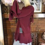 Eloquii MAROON PEPLUM BLOUSE WITH BELL SLEEVES AND RIBBON NWT (16) Photo 2
