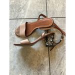 Coach  Tea Rose Embellished Block Heel Ankle Strap Sandals Nude Leather 9.5 Photo 1